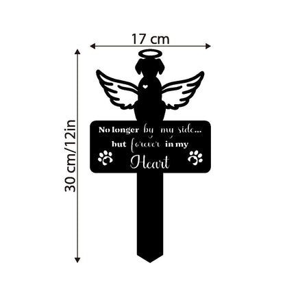 HSECPTOW Metal Dog Memorial Garden Marker, 12 inch Outdoor Pet Grave Marker with Silhouette Design, Weatherproof Headstone Plaque for Indoor, Yard