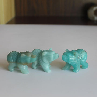 HLbshi Hand Carved Mixed Gemstone Crystal Bear Figurine Animal Carving Statue Home Decor 1.5'' (Amazonite)