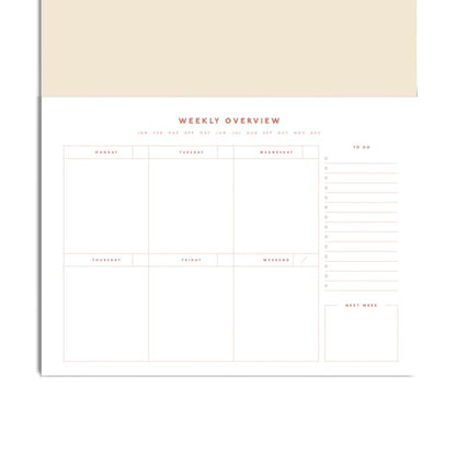 Papier Joy Weekly Desk Planner - Beige | 1 Page Per Week | Weekly Plan Section & Next Week Notes | TearOff Design | Table Top Office Essentials | 52 Sheets | Undated | Time Management & Organizer Gift