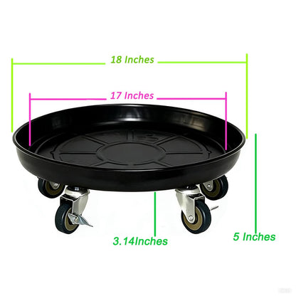 SIAMO 18" Heavy Duty Plant Caddy (470lbs Capacity)-Lockable Non-Scratch Swivel Casters Rolling Plant Stand Dolly Saucer for Large Ceramic Planters & Heavy Trees Indoor & Outdoor,Black,1-Pack