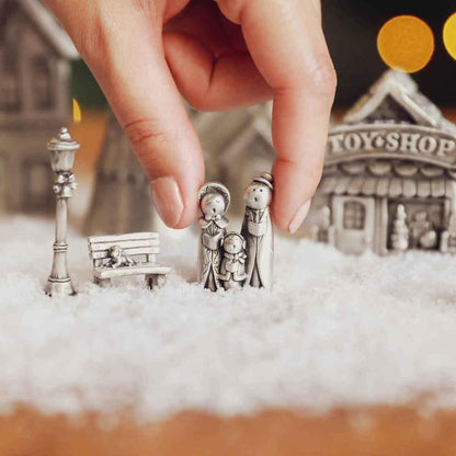LISA LEONARD DESIGNS Pewter Carolers Christmas Village Collection Christmas Miniature, Festive Village Set Decorations Christian Gift Nativity Scene Add-On for Home