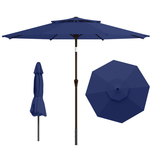 Tobeos 9ft 2-Tiers Patio Umbrella,Outdoor Market Table Umbrella with Push-Button Tilt & Crank | UV Protection,Suit for Backyard,Garden,Pool,Deck(Navy)