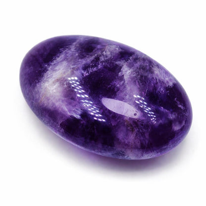 BEAUSIOO 2.4" Amethyst Palm Stone for Anxiety Relief, Healing Crystal for Meditation & Stress Relief, Polished Pocket Stone with Gift Box