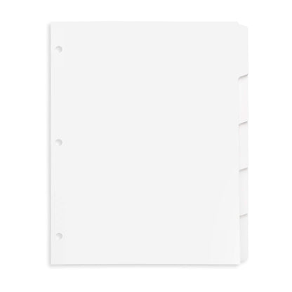 Blue Summit 3 Ring Binder Dividers with Tabs, Reinforced Edge, 1/5 Cut, Letter Size, 5 Tab Dividers for 3 Ring Binder Bulk, White, 20 Sets, 100 Pack
