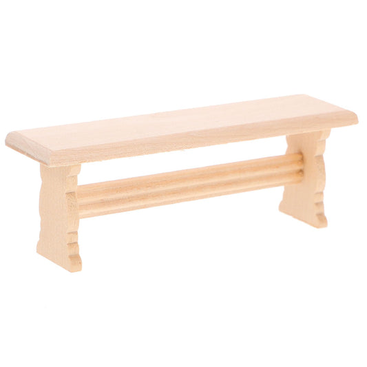 Toyvian Miniature Wood Bench, 1:12 Scale Dollhouse Mini Chair Vintage Wooden Micro Landscape Furniture Accessory for DIY Craft Decor Fairies Garden and Cake Toppers