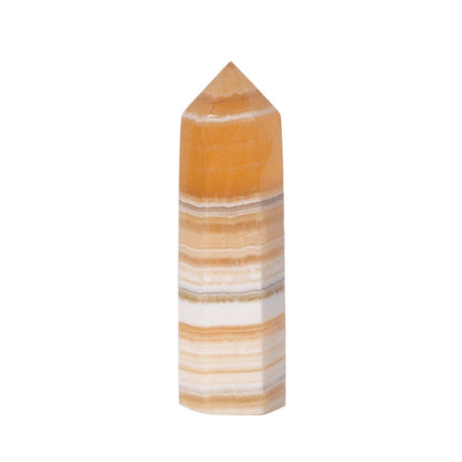 Large Banded Calcite Gemstone Crystal Hexagonal Pointed Tower Reiki Chakra Faceted Prism Wand Stone Home Decor