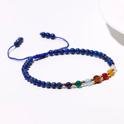 Jewever 7 Chakra Bracelets for Women Real Stone Lucky Rope Crystal Bead Bracelet Crystals and Healing Stones Jewelry Birthday Gifts (lapis lazuli)