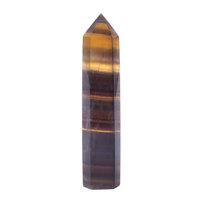 Large Yellow Fluorite Gemstone Crystal Hexagonal Pointed Tower Reiki Chakra Faceted Prism Wand Stone Home Decor