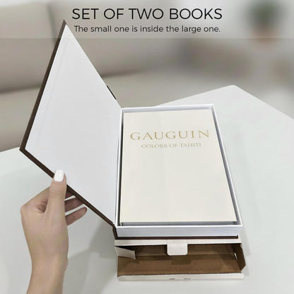 Premium Linen Faux Book Box Set of 2: Aesthetic Book Safe with Hidden Storage for Living Room Console Table & Bookshelf Decor, Home Organizer, Green & Beige, Tallest 10.67in