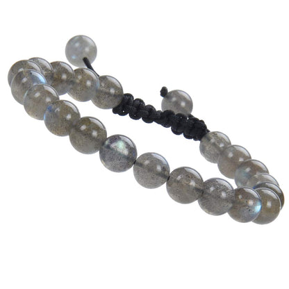MASSIVE BEADS Natural Healing Power Gemstone Crystal Beads Unisex Adjustable Macrame Bracelets (Labradorite, 8mm)