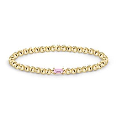 Free bird Pink Bracelets for Women 14K Gold Plated Birthstone Stacking Bracelets for Women Handmade Stretch Pink October Birthstone Bracelet Jewelry for Birthday Gift