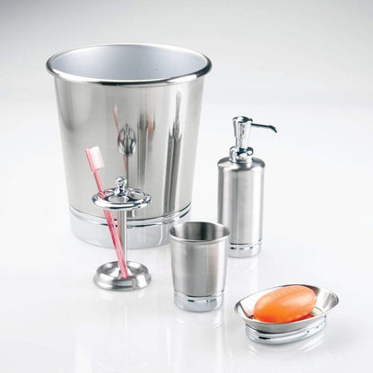 iDesign York Metal Soap Saver, Holder Tray for Bathroom Counter, Shower, Kitchen, 4" x 5.5" x 1.5", Brushed Stainless Steel