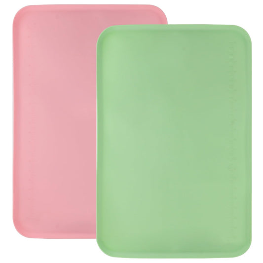 YUENPUN 2 Pcs Silicone Art Mat for Crafts, Silicone Sheet for Crafts with Raised Edges, 16x24 Inch Painting Mat for Resin, Clay, Slime, Jewelry Making
