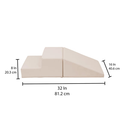 First Steps 2-Piece Playtime Step and Slide Climber Climbing Foam Block Set for Little Kids Indoor Toddler & Baby Soft Playset for Children to Climb and Crawl and Slide - Beige