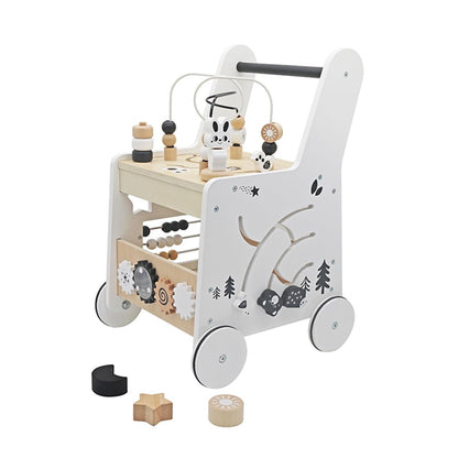 Wooden Baby Walker Activity Cubes,Baby Push Walker Toy for Toddler, 5in1 Montessori Learning&Educational Toys for 1+ Year Old Boy Girl | Sorting&Stacking | Bead Mazes and Counting Toys