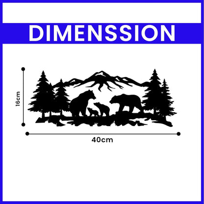 METALPLEX Mountain Bear Family Metal Wall Art – Fade-Resistant & Rust-Free Aluminum Composite Nature Wall Decor for Living Room – Bedroom & Cabin Aesthetic, Easy to Hang – Black, 40"x 16"