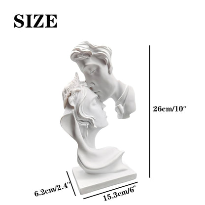 Yahu Lando Kiss Statues,Resin Statue Ornaments, Abstract Style Sculptures, Valentine's Day, Living Room Dining Desk Decorations,Bookshelf Decorative Objects,Modern Home Decor(White)