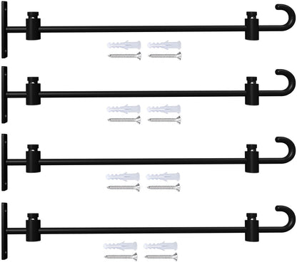 Koutemie Wall Garden Flag Stand Holder Pole with Stoppers for 12 x 18 Outside Small Yard Flags Décor, One Piece Wall Mounted Metal Garden Flag Scroll Hanger for Mailbox Post, Black, 4 Pack