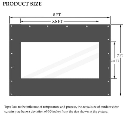Softclub Outdoor Clear Panel Curtain，Heavy Duty Waterproof 18oz Vinyl Curtain Weatherproof with Grommets, Transparent PVC Tarp Cover for Pergola, Porch, Gazebos, Winter Protection (8 ft x 7 ft, Grey)