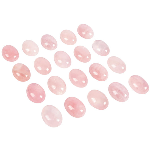 Casaper Natural Rose Quartz Oval Cabochons Beads for Jewelry Making, Polished Cab Flat Back Cab Stone Crafts, 13x18mm, Pack of 10