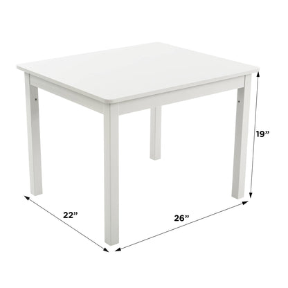Humble Crew Kids Table and Chair Set, Toddler Activity Table with 4 Chairs for Play, Crafts, Snacks & Learning, Wooden Kids Furniture for Playroom & Bedroom, White/Pink/Purple/Aqua