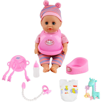 deAO Baby Doll Set with Crib Bed High Chair Stroller Baby Doll Accessories 20 Pieces Play Set Birthday for Girls Boys Kids