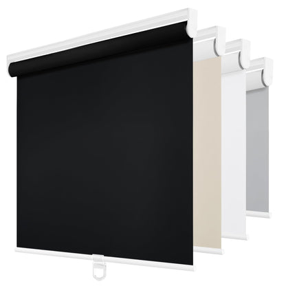 ChrisDowa Cordless Blackout Roller Shades for Windows, Thermal Insulated UV Protection Pull Down Shades, Total Blackout Window Blinds for Home, Office, Bedroom, Door (22" W x 72" H, Black)