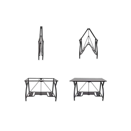 Origami Folding Computer Desk for Office Study Students Bedroom Home Gaming and Craft | Space Saving Foldable Design, Fits Dual Monitors and Laptop, Collapsible, No Assembly Required | Black, Large (RDE-01)