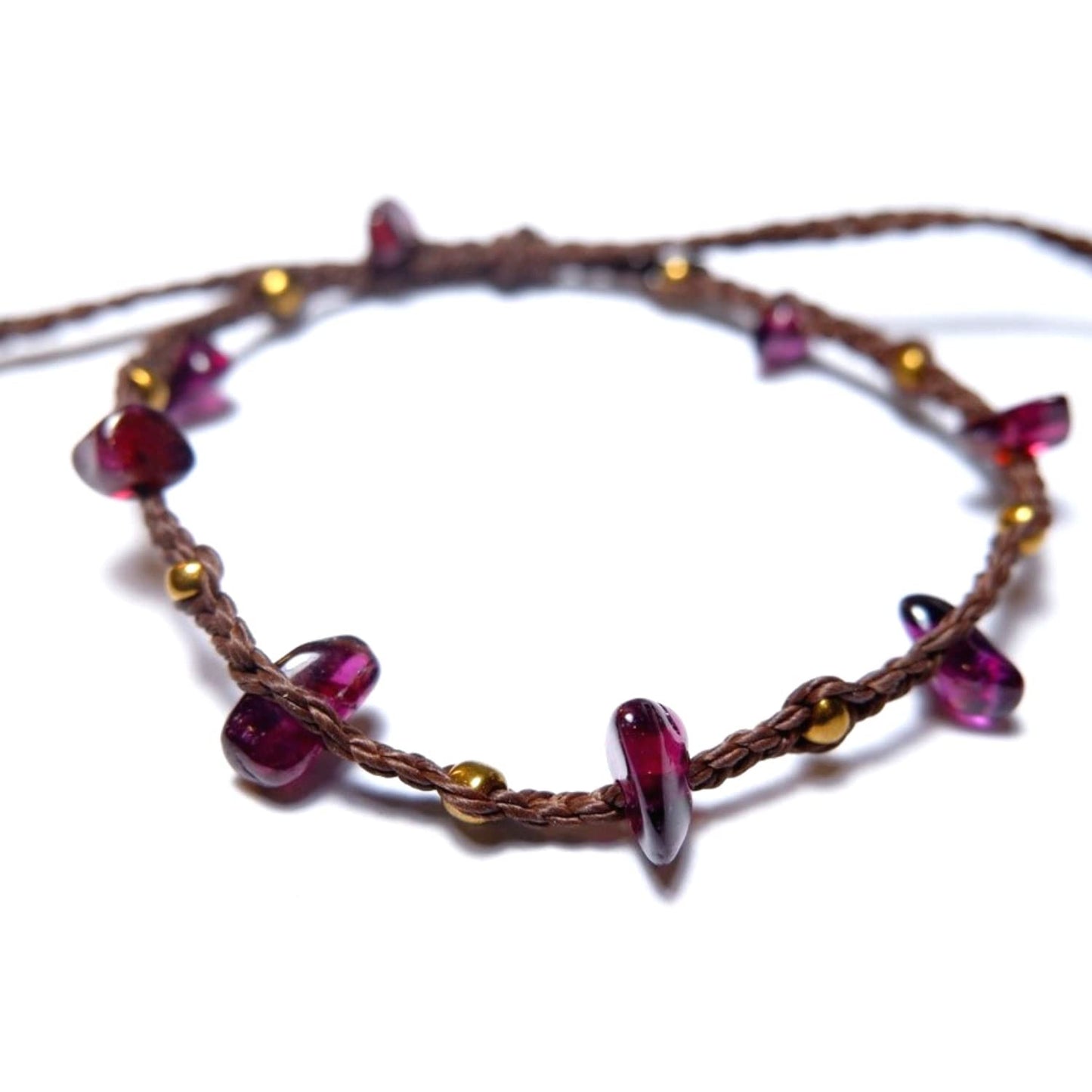 PusSoul Handmade Garnet Small Crystal Bracelet (6.5-7.5'') - Adjustable & Plus Size, Natural Healing Crystal Chips, Waterproof, Chakra Beaded - Unusual Jewelry for Women, Girl & Friendship from