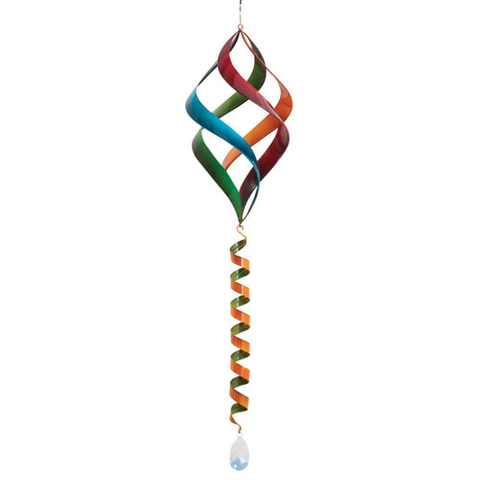 Bits and Pieces Enameled Rainbow Wind Spinner - Sun Catcher Colorful Garden Décor - Hanging Suncatcher with Spiral Tail Prism - Weatherproof Enamel Finish for Yard Decorations Outdoor