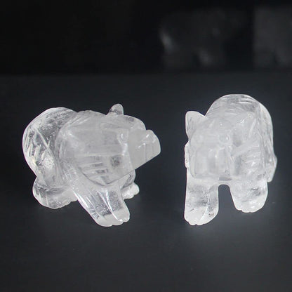 HLbshi Hand Carved Mixed Gemstone Crystal Bear Figurine Animal Carving Statue Home Decor 1.5'' (White Quartz)