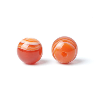 100Pcs Natural Stone 6mm Red Striped Agate Round Loose Gemstone Energy Healing Beads Hole Size 1mm DIY Smooth Beads for Bracelet Necklace Earrings Jewelry Making