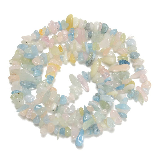 jodaying 5-8mm Natural Morganite Beryl Gemstone Chips Healing Gravel Bracelets Necklace Kit Irregular Tumble Stone Beads DIY Crafts Design Jewelry Making 32"