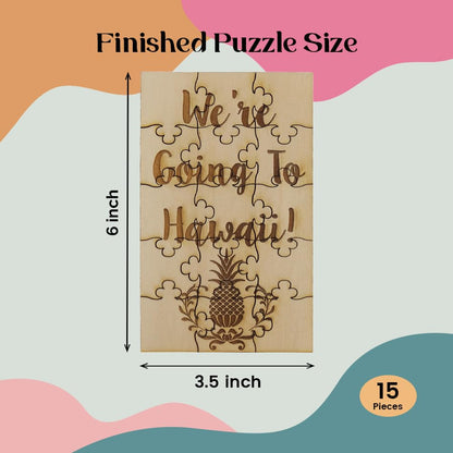 We're Going to Hawaii 15 Piece Basswood Jigsaw Puzzle, Surprise Vacation Reveal