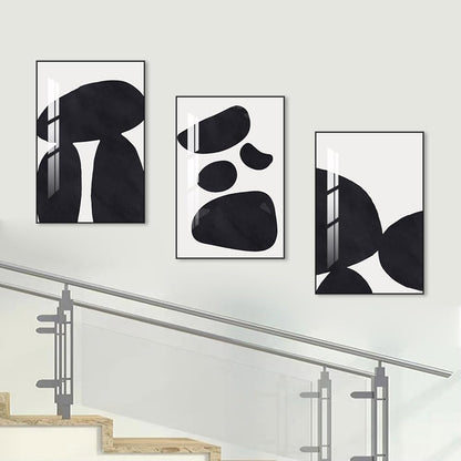 Abstract Wall Art Prints, Framed Wall Art for Living Room, Bedroom, Dining Room, Nursery, Office, Kitchen, Bathroom (Black, 24"X 32" X 3 panel)