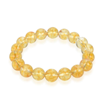 Adabele 1pc Real Natural Yellow Citrine Bracelet 7.5 inch Stretch Gemstone Beaded Bracelet Chakra Healing Crystal Stone Energy Quartz Rock GB10-B27