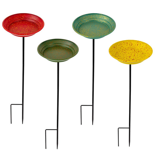 dreamysoul 4 Pack Bee Watering Station, Metal Bee and Butterfly Feeders with Metal Stake, Bee Butterfly and Bird Bath for Outdoor Garden Yard Lawn Decor