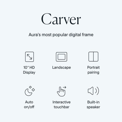 Aura Carver HD WiFi Digital Picture Frame, 10.1”, Add Photos with Aura App, Free Unlimited Storage - Wirecutter’s Pick for Best Digital Photo Frame 2022 - Gravel