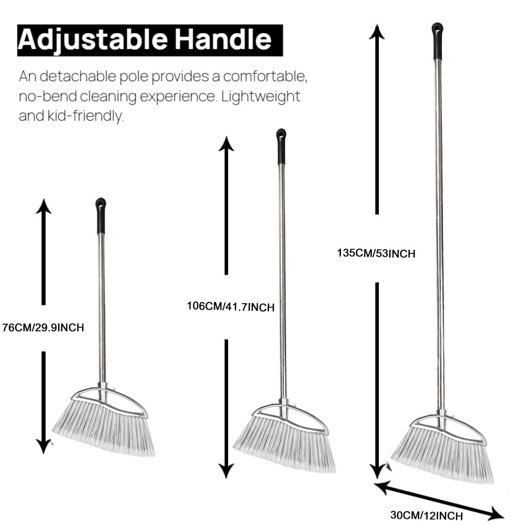 GLOYY Outdoor Stiff Bristles Angle Broom Heavy Duty Sweeping Patio Broom with Long Handle for Garage Garden Commercial and Industrial
