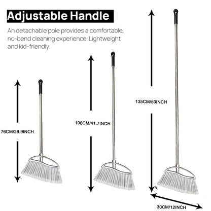 GLOYY Outdoor Stiff Bristles Angle Broom Heavy Duty Sweeping Patio Broom with Long Handle for Garage Garden Commercial and Industrial