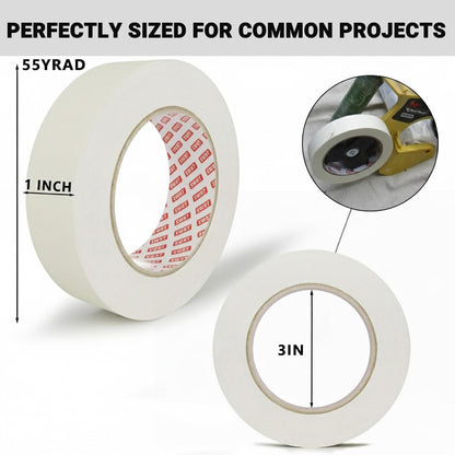 SWRT Masking Tape 1 inch x 55 Yards x 24 Rolls (1320 Total Yards), Adhesive Painting Tape Bulk for General Purpose Beige White Color for Painting, Crafting, School Stationery, Arts, Home Use etc