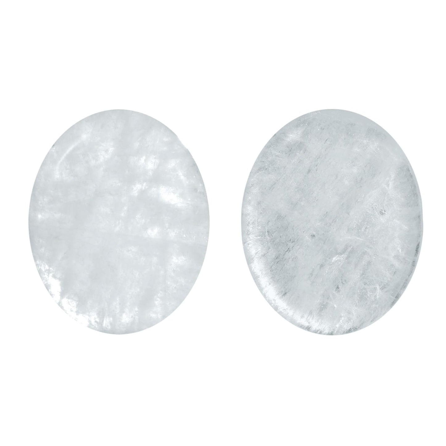Chakra Worry Stones for Anxiety Crystal Thumb Palm Stone Handcarved Polished Oval Gemstone Chakra Decor Thoughtful Gifts 2PCS (Clear Quartz)