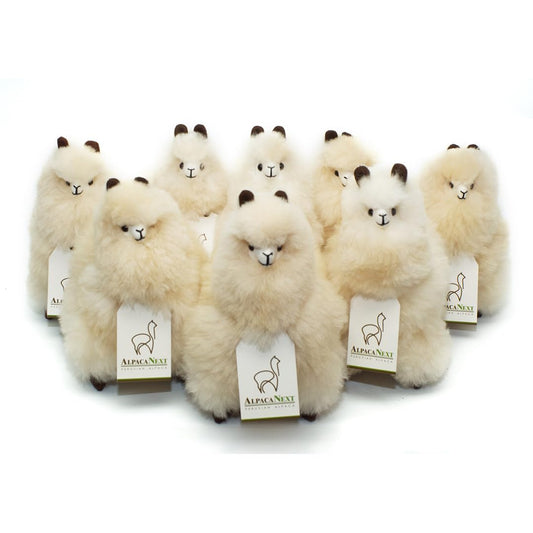 AlpacaNext Alpaca Stuffed Animal – 9 inch. Cute, Soft and Cuddly Alpaca Plush Toy Handcrafted on Real Alpaka Natural Fur (9 inches, Beige)