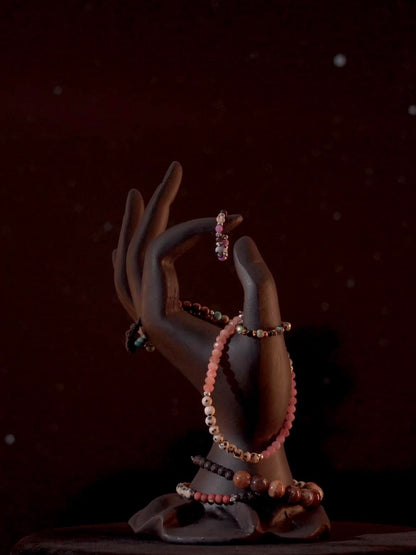 “ELLIE BRACELET” (Pink Tourmaline & Sunstone) Natural Gemstone Healing Bracelet - [6.5 inches]