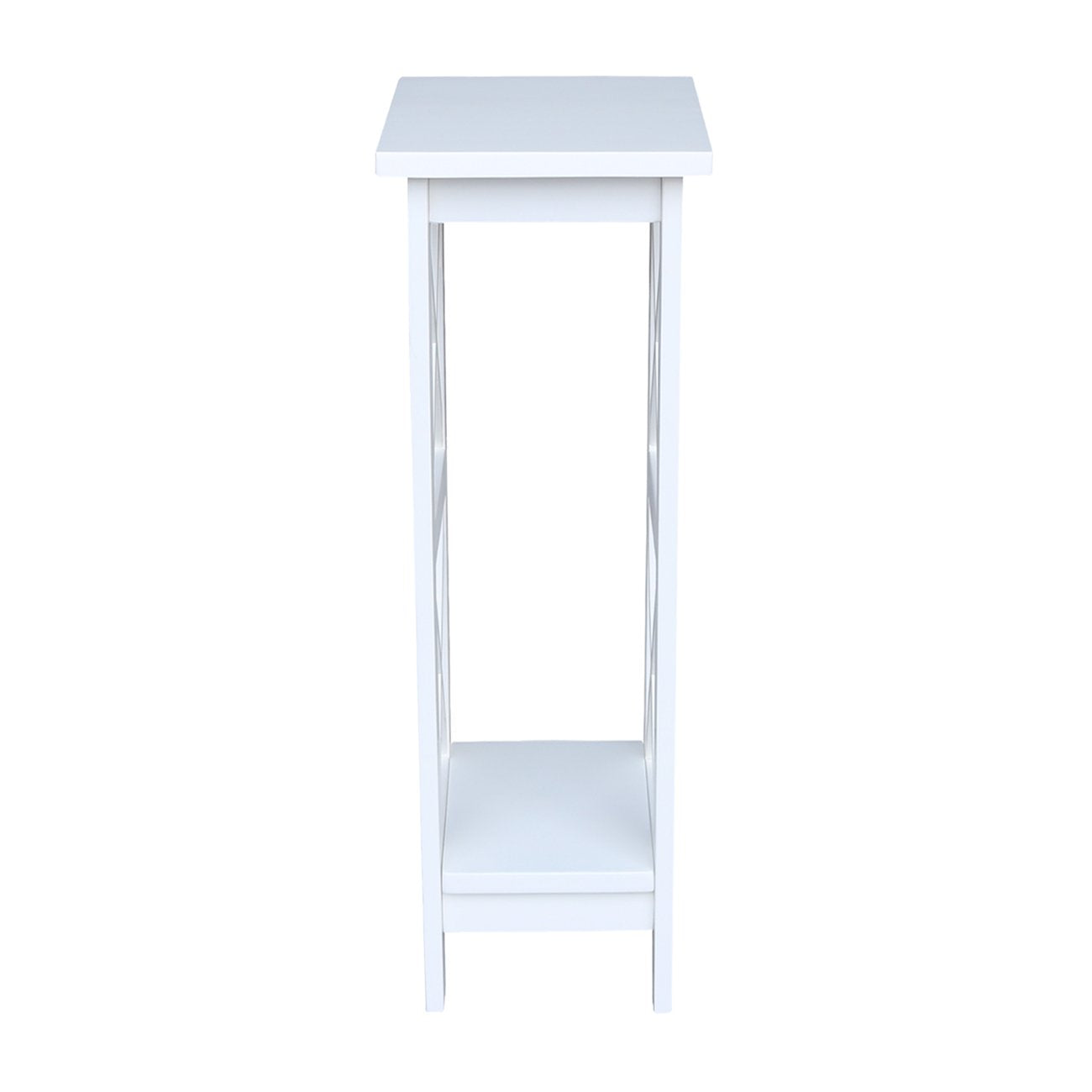IC International Concepts, 36" X-Sided Plant Stand , Solid Real Wood, Sturdy Parawood, Snow White