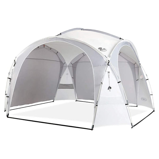 UNP Easy Beach Tent Pop Up Canopy UPF50+ Tent with Side Wall, Ground Pegs, and Stability Poles, Sun Shelter Rainproof, Waterproof for Camping Trips, Backyard Fun, Party Or Picnics (10x10 ft, White)