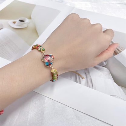 7 Chakra Healing Natural Stone Heart Wrap Bracelet for Women Colorful Emperor Beaded Health Balance Love Heart Friendship Boho Strands Bracelets Handmade Genuine Leather Trendy Jewelry Bff Gifts (Colorful)