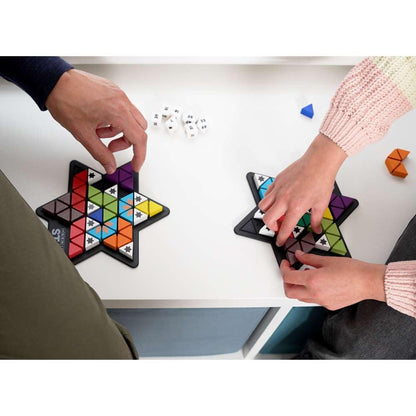 The Happy Puzzle Company The Genius Star | Toy of The Year Award Winning Family Board Game | 165,888 Possible Puzzles | Filling in Colored Shapes | Blockers to Complete A Star | Golden Star Twist