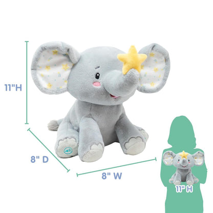 Cuddle Barn - Twinkling Starlight | Animated Musical Elephant Stuffed Animal Baby Plush Toy with Soothing Light and Volume Control Plays 15 Minutes of Lullabies, 11 inches
