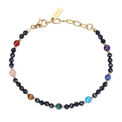 COAI 7 Chakra Bracelet for Women, Beaded Jewelry Black Tourmaline Bracelet for Women